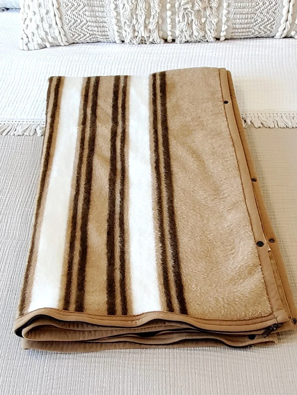 Vtg Biederlack West Germany Cuddle Wrap Sleeping Bag Blanket Brown/Tan EUC